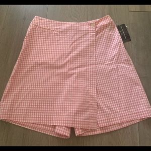 Ralph Lauren Polo Golf Womens skort Pink White Check Gingham NWT size 4 shorts